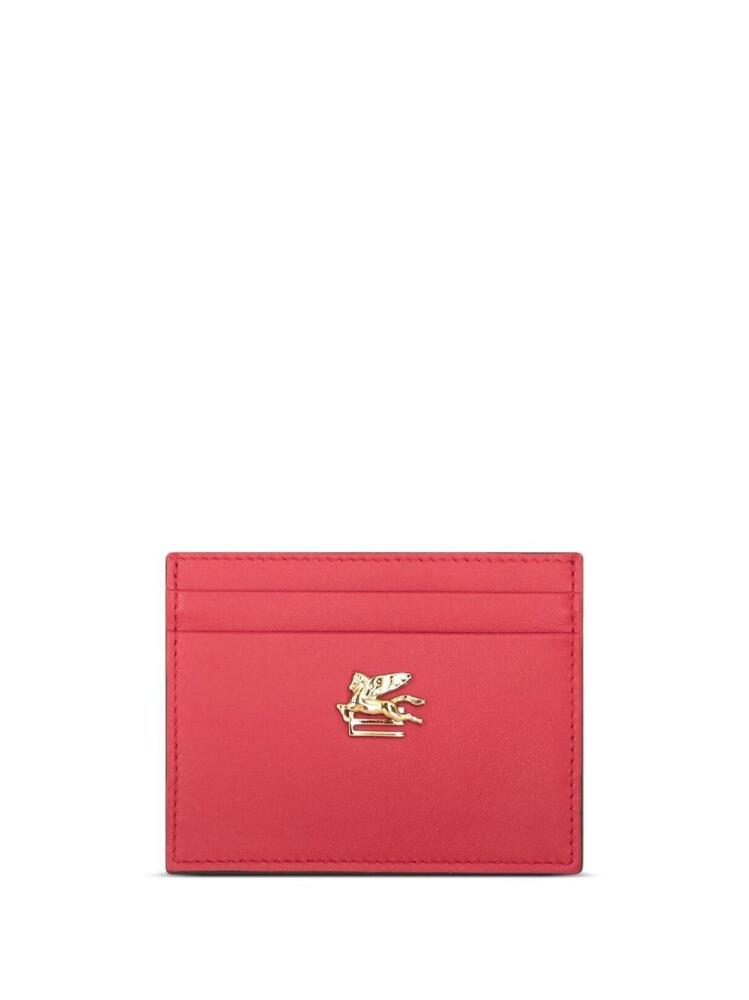 ETRO leather logo plaque card holder - Red Cover