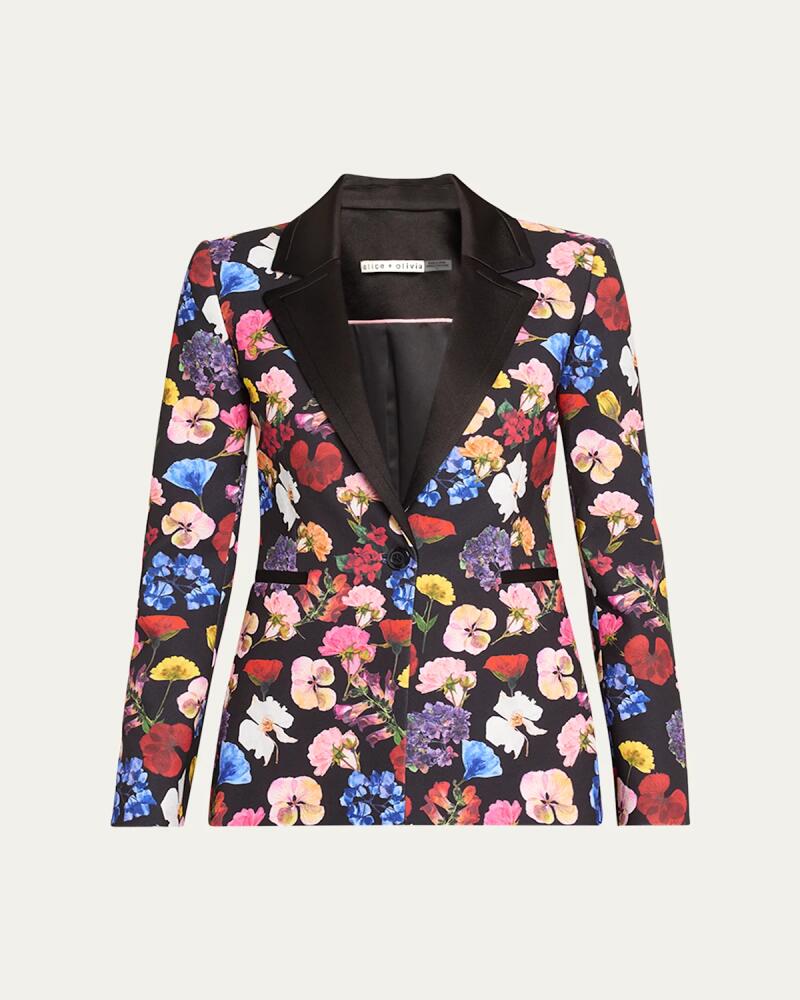 Alice + Olivia Timeless Blossom Hundley Notch Collar Fitted Blazer Cover