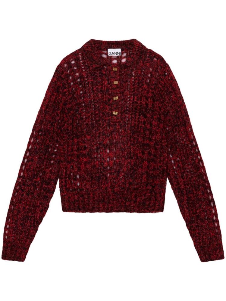 GANNI open-knit mohair blend jumper - Red Cover