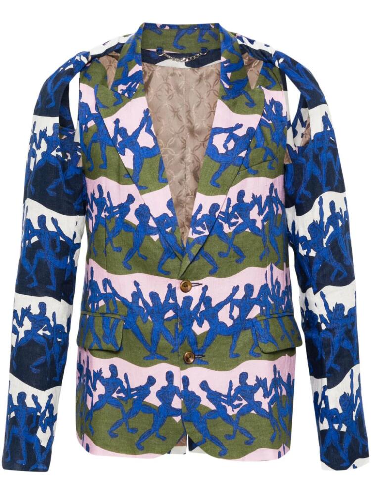 Charles Jeffrey Loverboy Twisted cut out-detail graphic-print blazer - Blue Cover