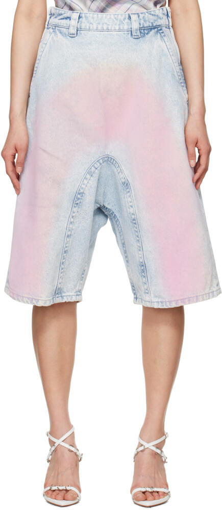 Y/Project Blue & Pink Souffle Denim Shorts Cover