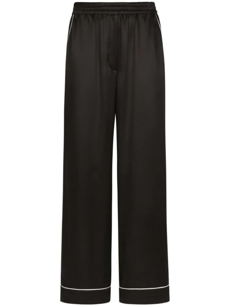 Dolce & Gabbana elasticated-waist silk palazzo trousers - Black Cover