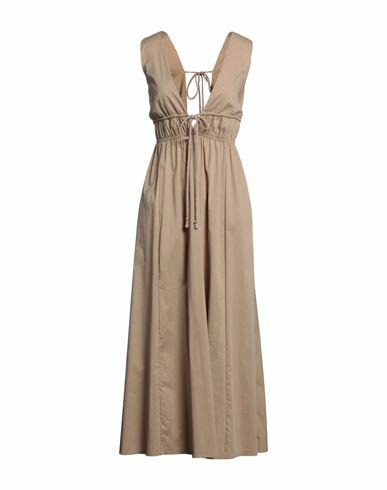 Kaos Woman Maxi dress Beige Cotton, Polyester, Elastane Cover