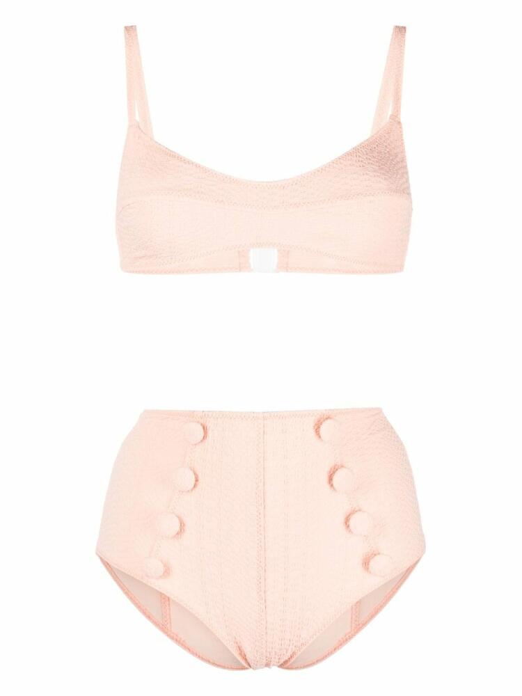 Lisa Marie Fernandez button-detailing high-waisted bikini - Pink Cover