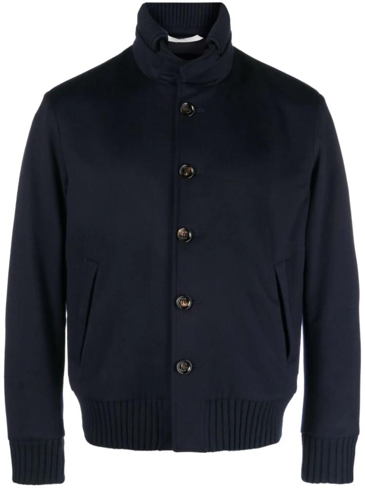 Kired button-up virgin wool jacket - Blue Cover