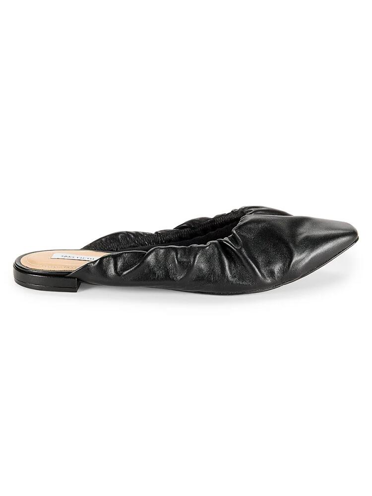 Saks Fifth Avenue Women's Gore Square Toe Leather Flat Pumps - Black Cover