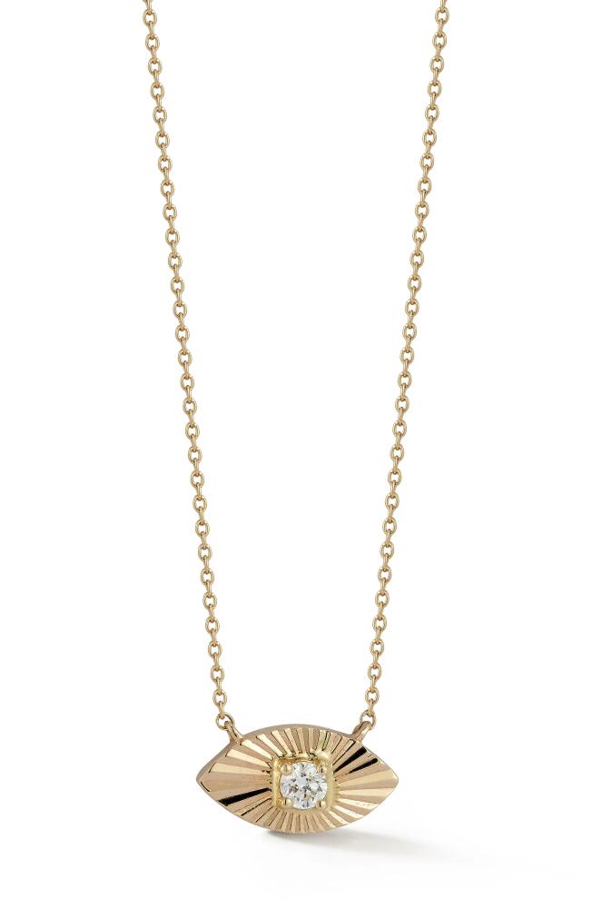 Dana Rebecca Designs Fluted Diamond Evil Eye Pendant Necklace in Yellow Gold Cover