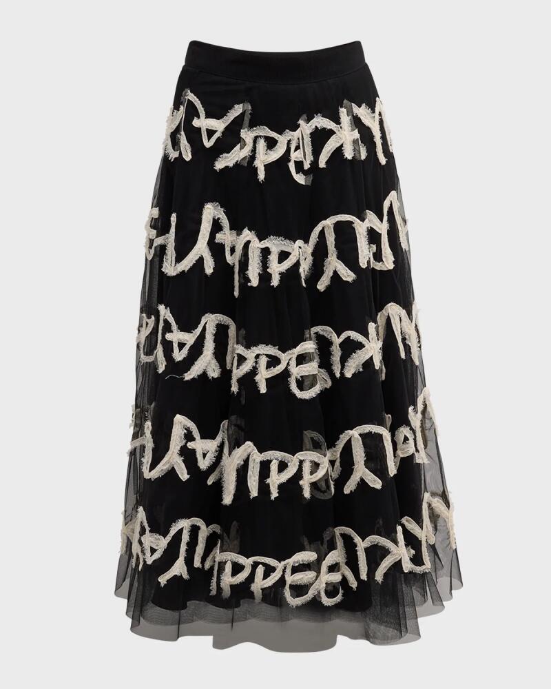 Maison Common Yippe Yay Inspired Script Tulle Midi Skirt Cover