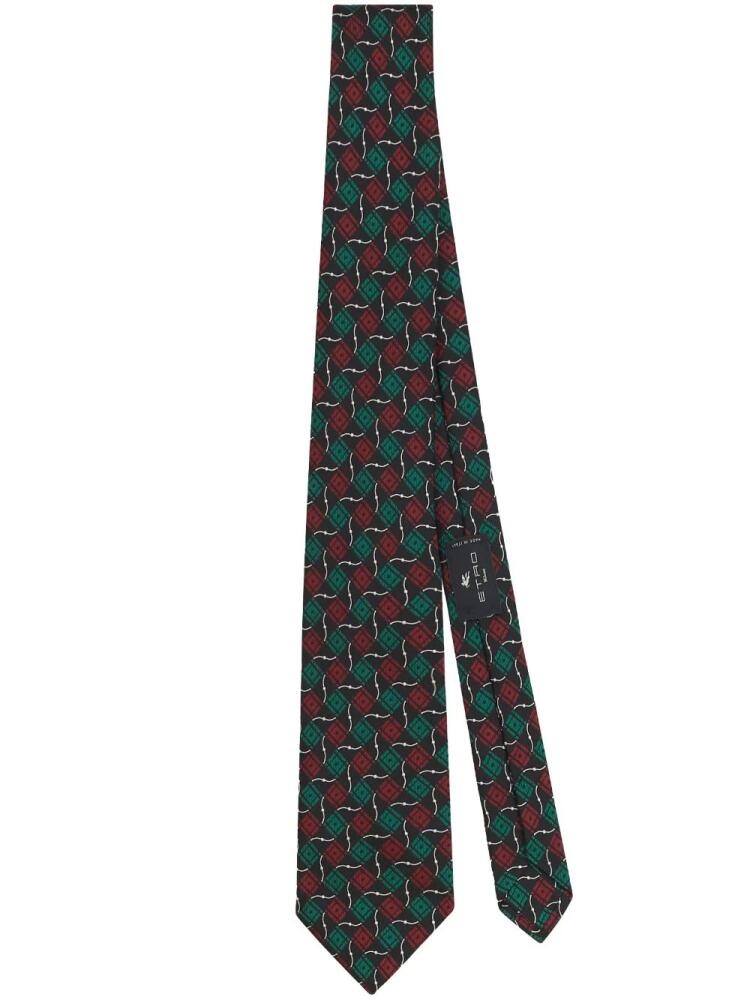 ETRO geometric-pattern silk tie - Green Cover