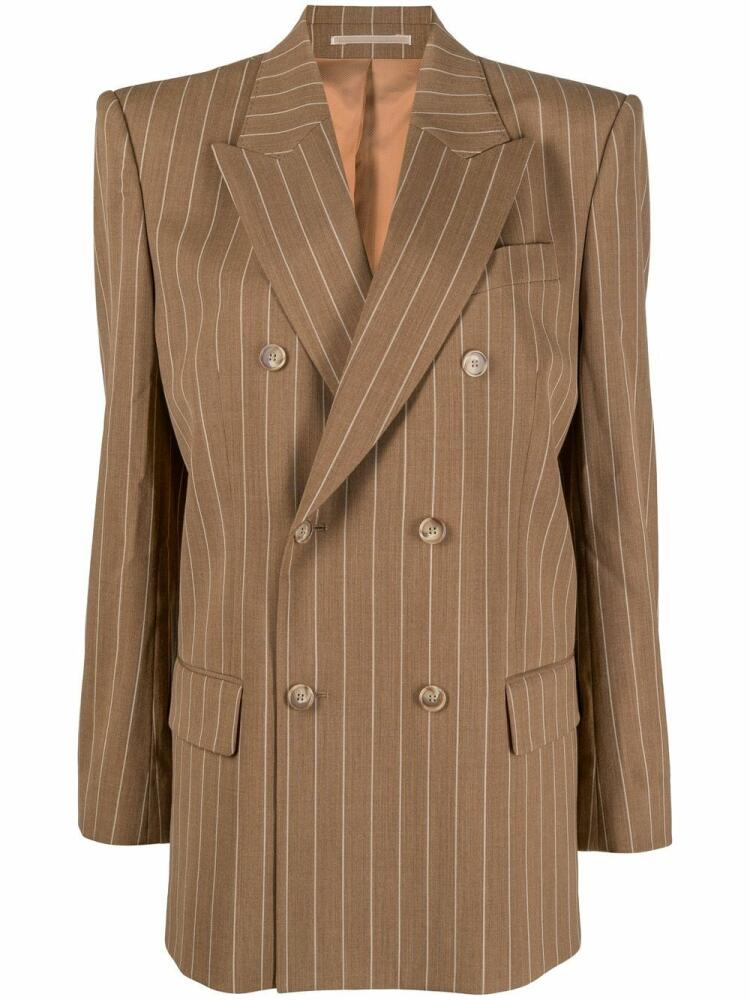 Filippa K striped double-breasted blazer - Brown Cover