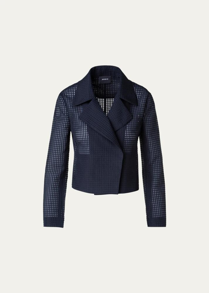 Akris Taylor Short Open-Front Grid Jacket Cover