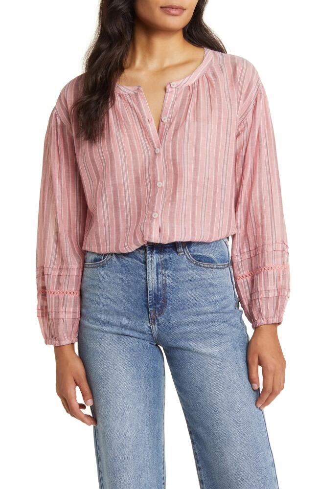 Lucky Brand Stripe Button Front Shirt in Mauve Stripe Cover