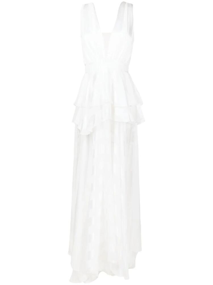 Lethicia Bronstein Mariah stripe-pattern gown - White Cover