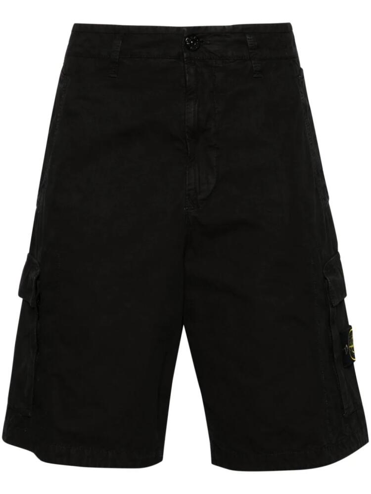 Stone Island Compass-badge cotton cargo shorts - Black Cover