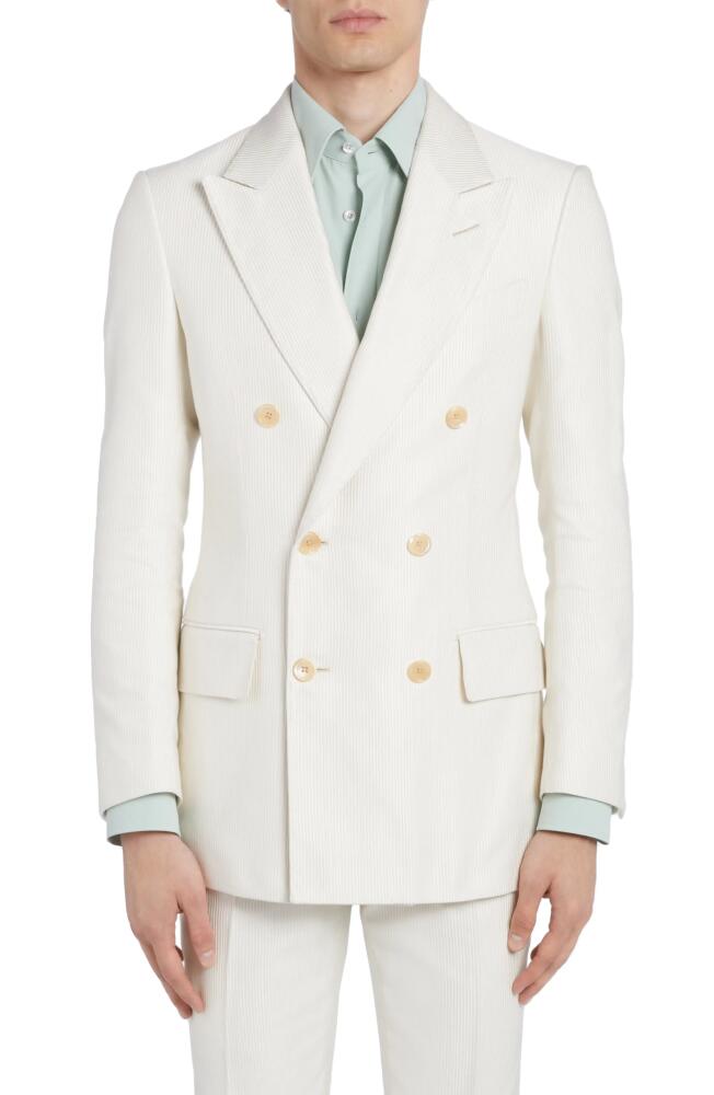 TOM FORD Attitucus Double Breasted Cotton & Silk Sport Coat in Ivory Cover