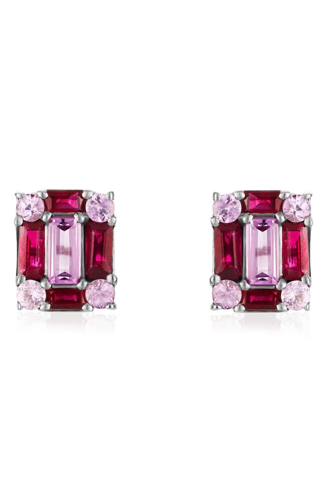 Mindi Mond Clarity Ruby & Pink Sapphire Stud Earrings in White Gold/Sapphire/Ruby Cover