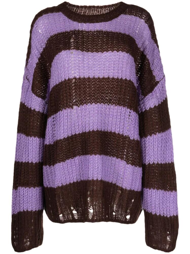 tout a coup distressed striped waffle-knit jumper - Brown Cover