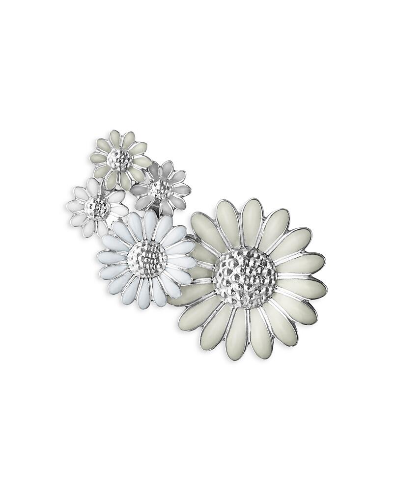 Georg Jensen Sterling Silver Daisy White Enamel Flower Single Ear Cuff Cover