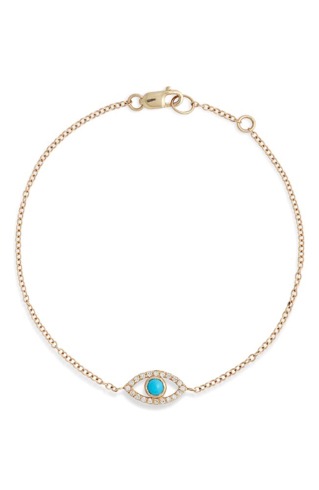 Anzie Evil Eye Turquoise & Pavé Diamond Bracelet in Gold Cover