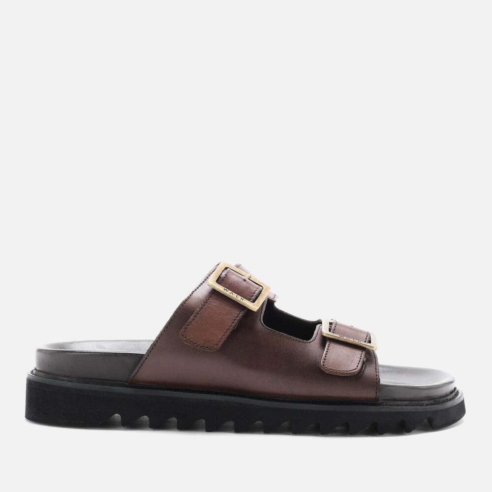 Walk London Men's Jaws Leather Double Strap Sandals - Brown Cover