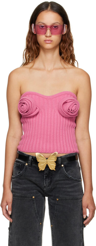 Blumarine Pink Floral Appliqué Tank Top Cover