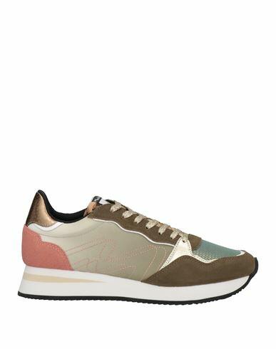 Manila Grace Woman Sneakers Military green Textile fibers, Soft Leather Cover