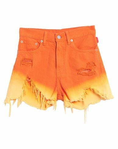 Denimist Woman Denim shorts Orange Cotton Cover