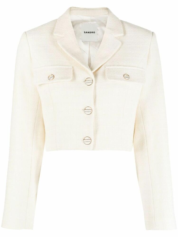 SANDRO cropped tweed jacket - Neutrals Cover