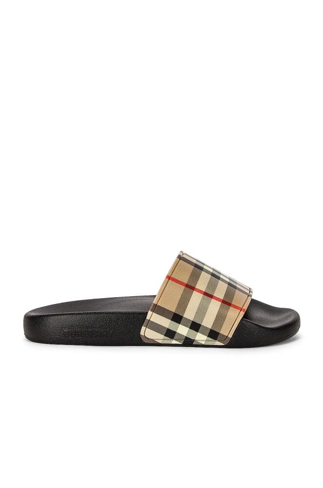 Burberry Furley Check Slides in Tan Cover