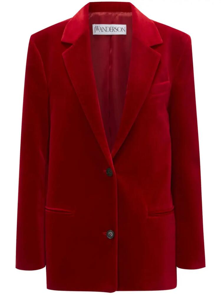 JW Anderson floral-appliqué velour blazer - Red Cover