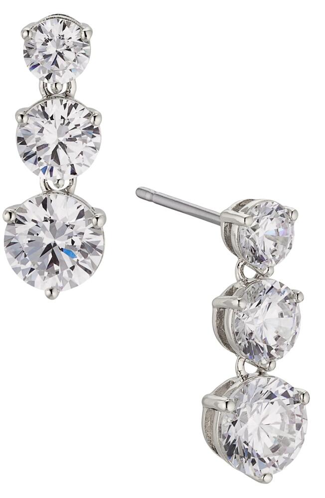 Nadri Graduated Cubic Zirconia Linear Drop Earrings in Rhodium Cover