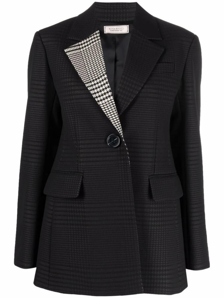 Nina Ricci houndstooth-print lapel blazer - Black Cover