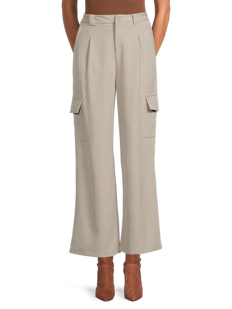 Seraphina Women's Wide Leg Cargo Pants - Light Grey Cover