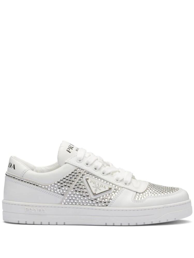 Prada crystal-embellished leather sneakers - White Cover