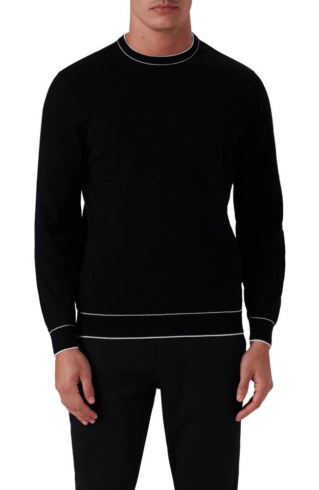 Bugatchi Tipped Cotton Blend Sweater in Caviar Cover