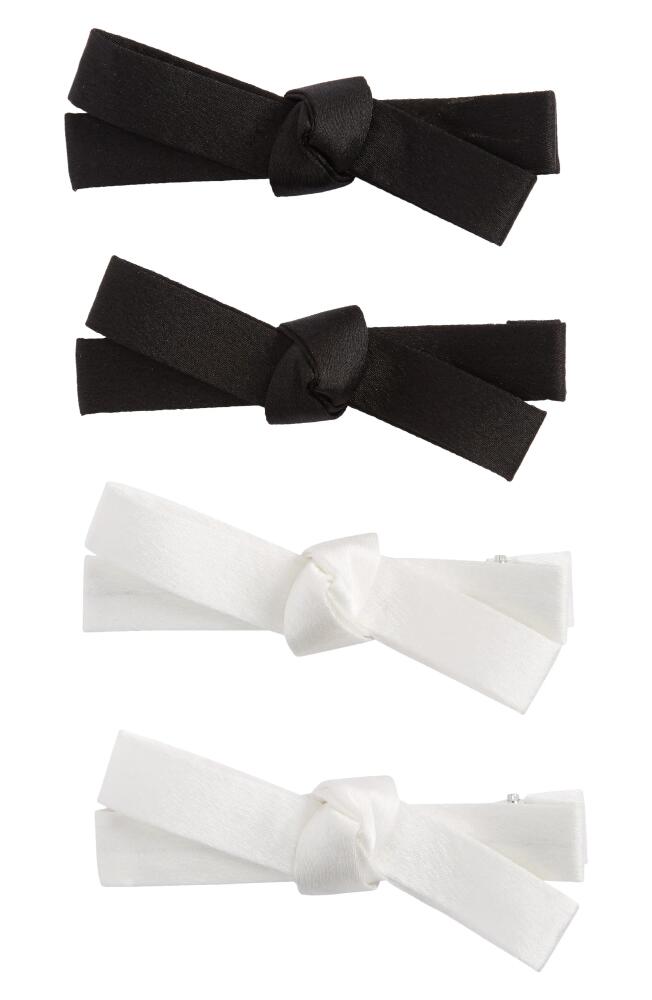 BP. 4-Pack Satin Bow Hair Clips in White- Black Cover