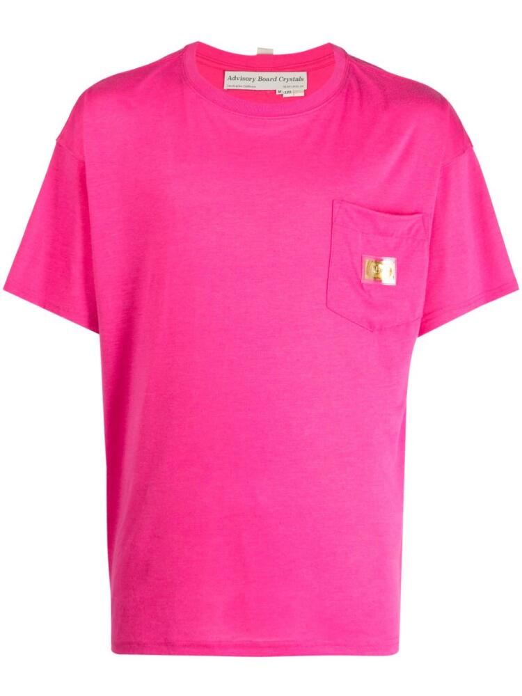 Advisory Board Crystals logo-plaque boat-neck T-shirt - Pink Cover