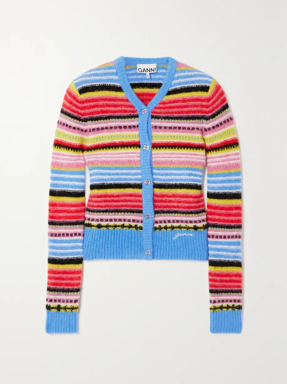 GANNI - + Net Sustain Striped Alpaca And Wool-blend Cardigan - Multi Cover