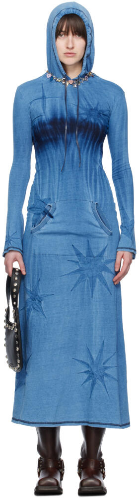 Masha Popova Blue Hooded Maxi Dress Cover