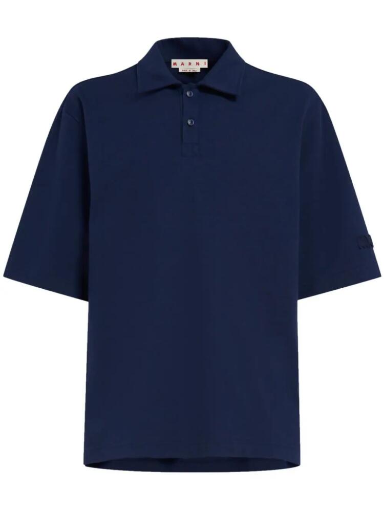 Marni logo-patch cotton polo shirt - Blue Cover