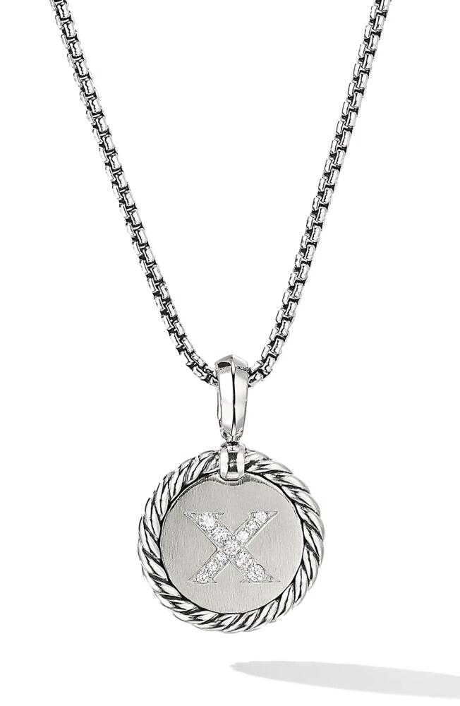 David Yurman Initial Charm Necklace with Diamonds in Silver/Diamond-X Cover