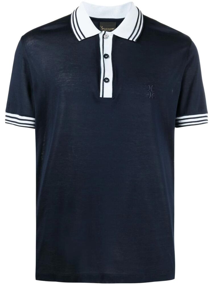 Billionaire logo-jacquard polo shirt - Blue Cover