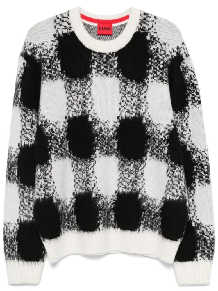 HUGO plaid jacquard sweater - White Cover