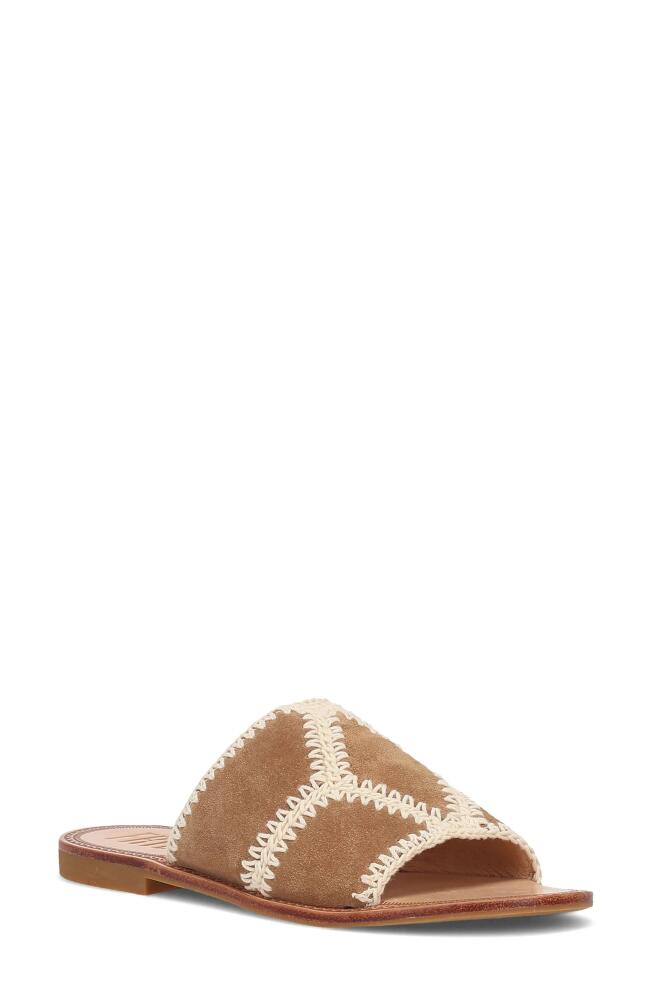 Frye Ava Crochet Trim Slide Sandal in Almond Cover