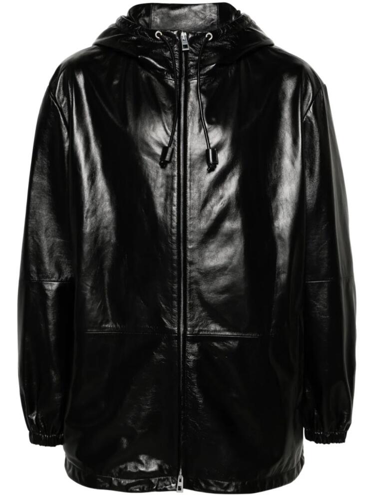 LOEWE hooded leather jacket - Black Cover