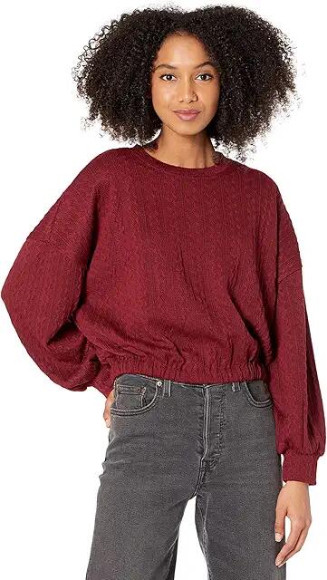 BCBGeneration Knit Long Sleeve Jacquard Top U1UX5T04 (Merlot) Women's Clothing Cover