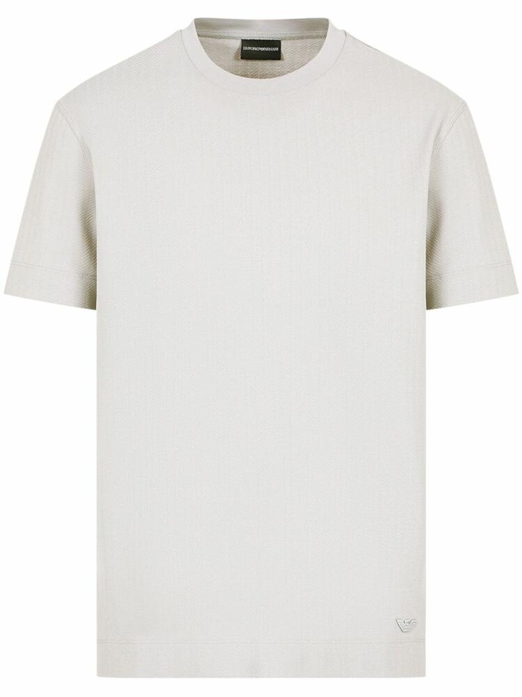 Emporio Armani logo-embroidered cotton T-shirt - Neutrals Cover