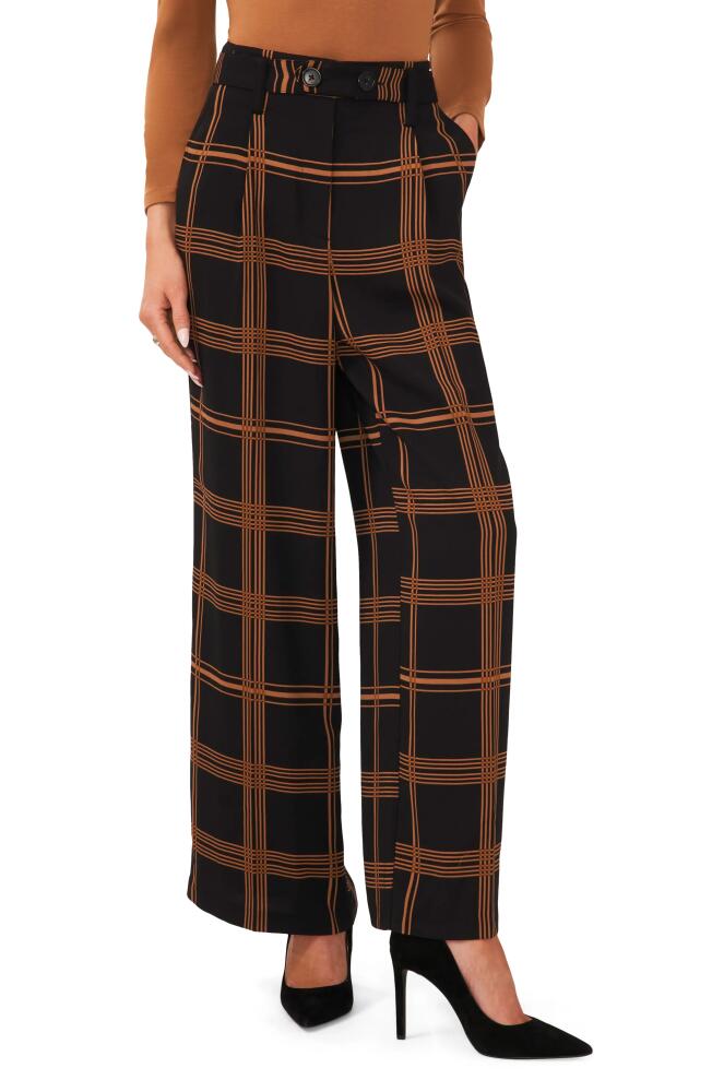 halogen(r) Windowpane Plaid Wide Leg Trousers in Rich Black Cover