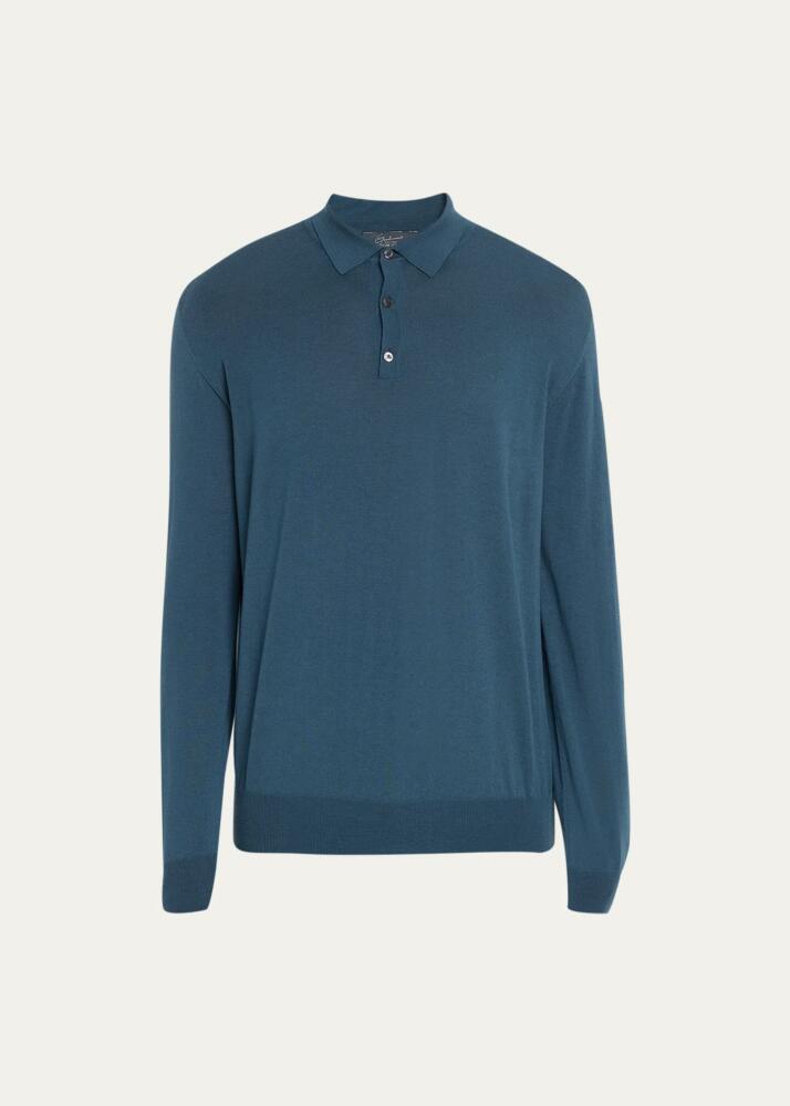 Bergdorf Goodman Men's Superfine Merino Polo Sweater Cover