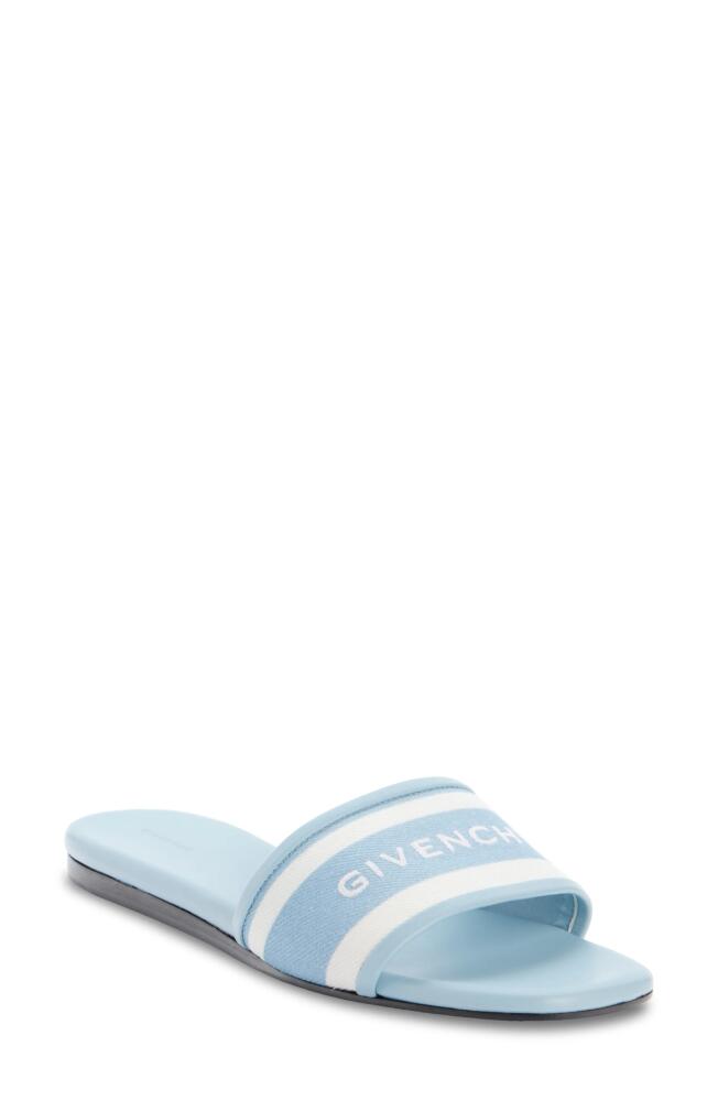 Givenchy 4G Flat Slide Sandal in White/Blue Cover